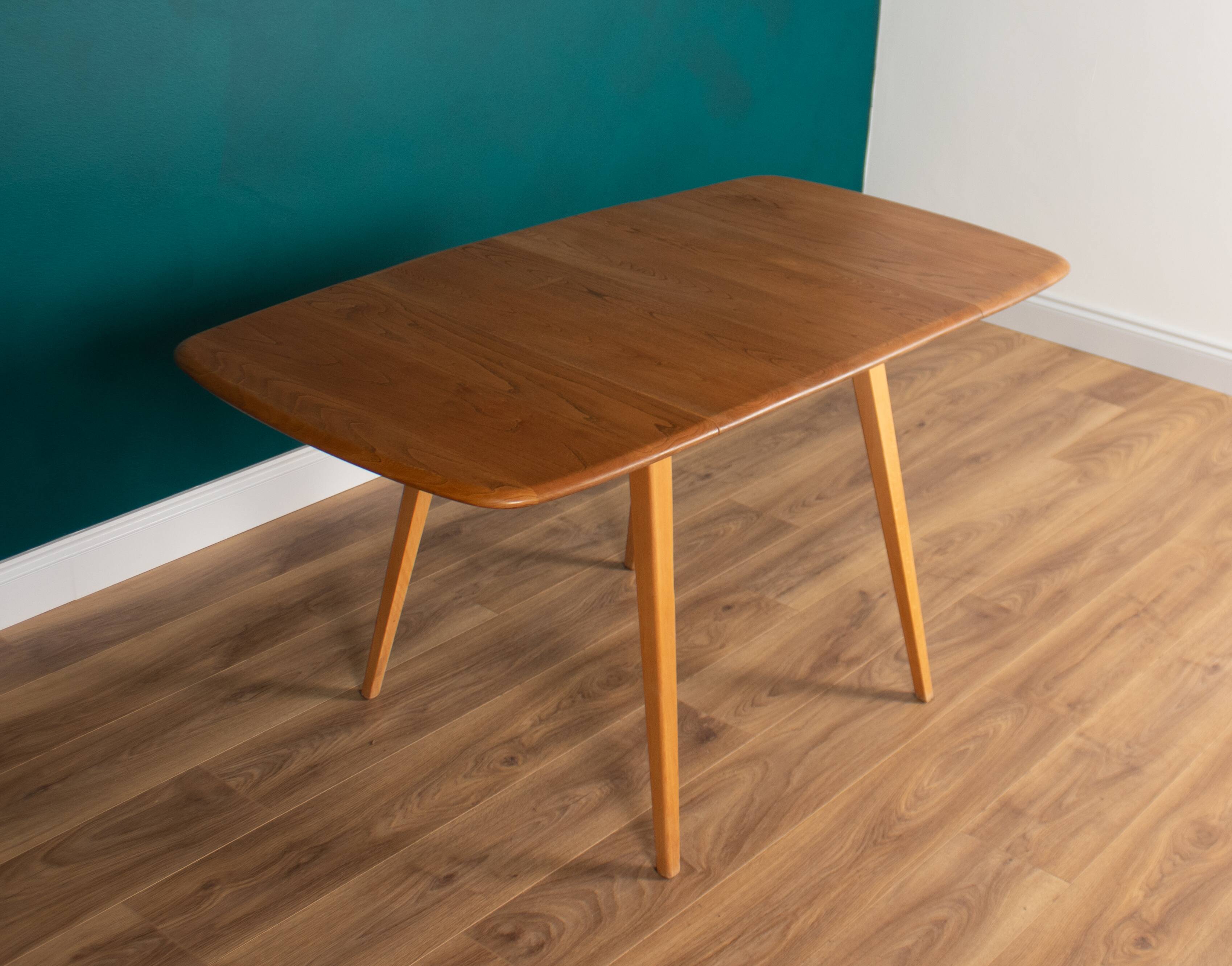 Retro Blonde Ercol Model 383 Dining Table & Four Model 370 Windsor Kitchen Dining Chairs
