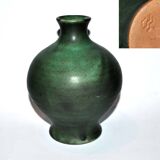 Vintage ceramic vase signed vague - Green glazed terracotta