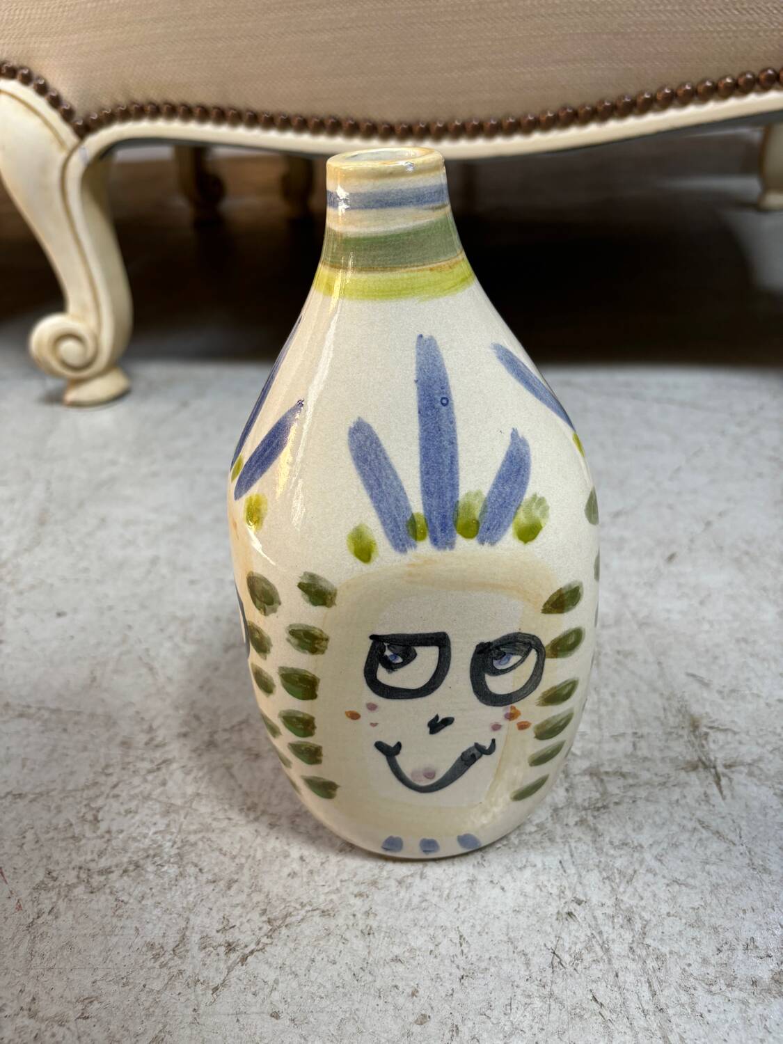 ceramic Vase decorated with Face 22cm
