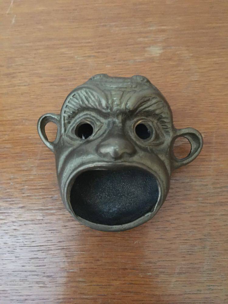 Antique bronze ashtray "Devil's Face"