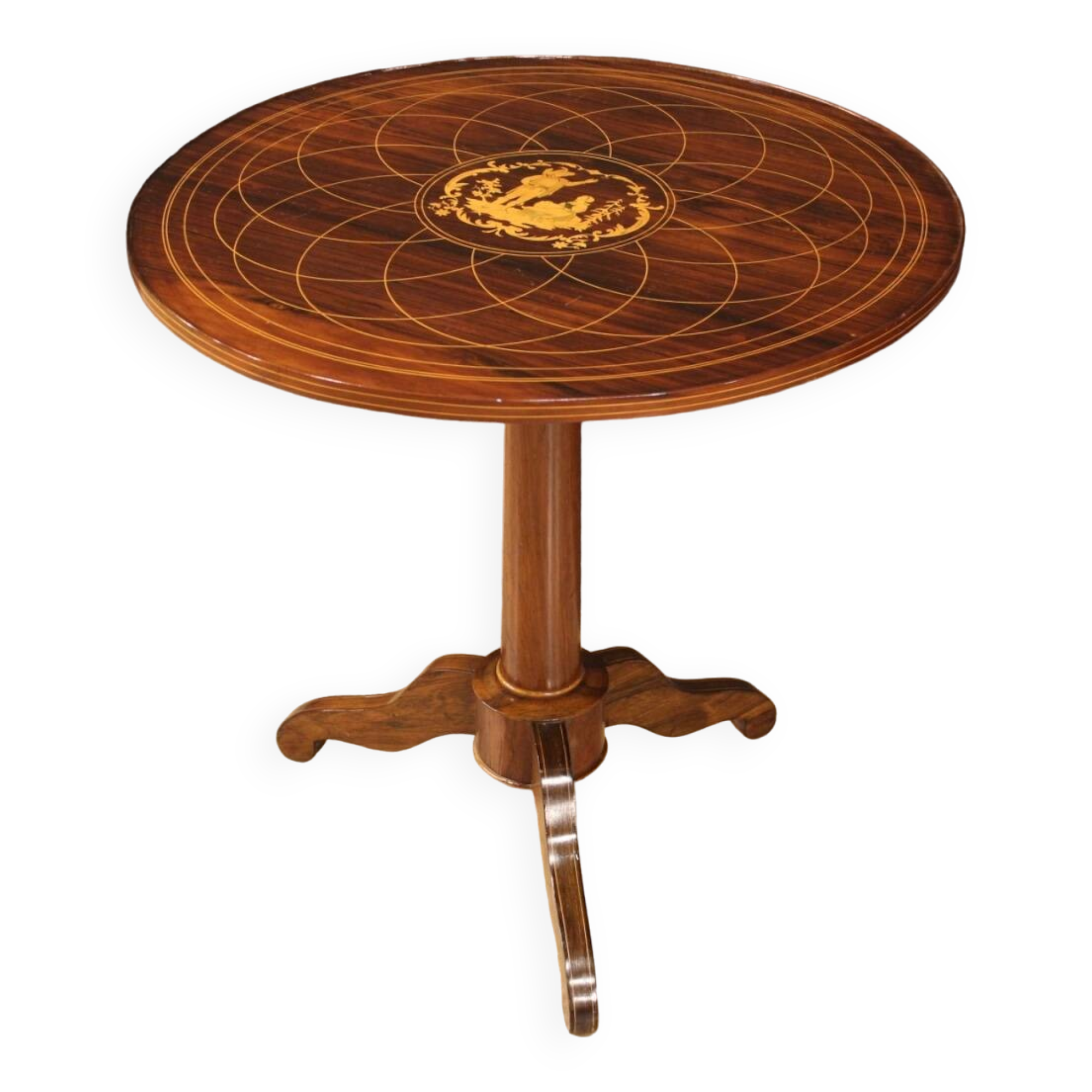 Table de salon anglaise en bois marqueté du XXème siècle