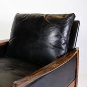 Armchair Made In Rosewood & Black Leather Cushions By Hans Olsen From 1960s