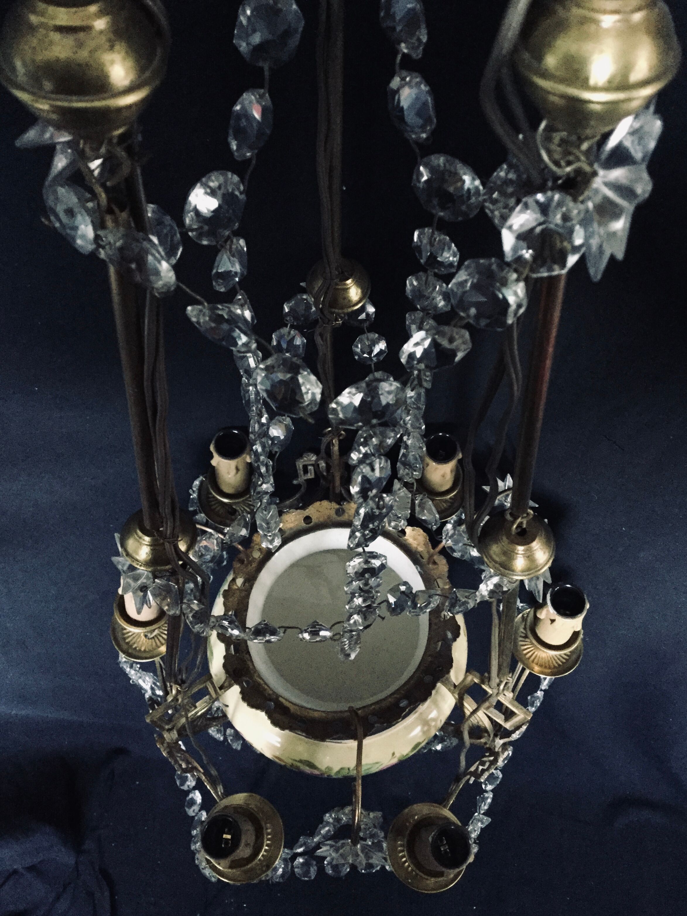 Lustre 6 lights in Crystal, Bronze, and Earthenware