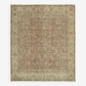 Hand-Knotted Persian Vintage 1970s 290 cm x 345 cm Beige Wool Carpet