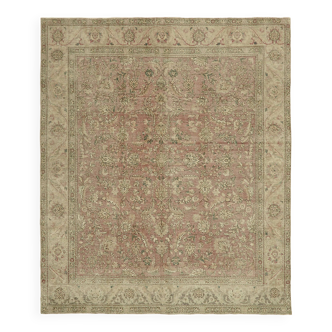 Tapis persan noué à la main vintage des années 1970 290 cm x 345 cm en laine beige