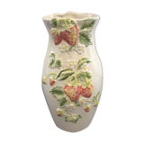 Vase decorated with strawberries in slip