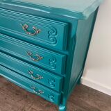 Vintage chest of drawers with a duck blue makeover