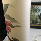 Vintage 70s-80s Lamp - Sculpted Stone Base & Painted Silk Shade