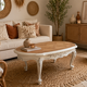 White and wooden bohemian style coffee table
