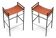 Pair of backless bar stools in tobacco and black.