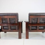 Paire de fauteuils scandinaves en cuir des années 1960