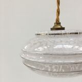 Pair of white clichy glass pendant lamps