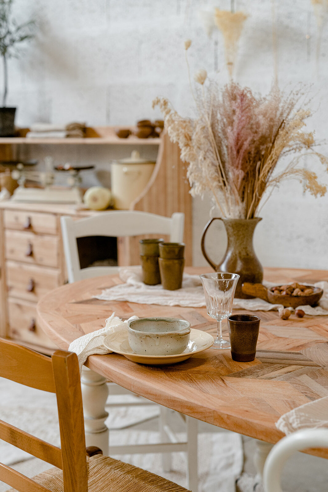 Oval marquetry table – solid wood