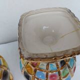 PAIR OF CERAMIC VASES DOREE, POLYCHROME, VINTAGE ITALY 60'S