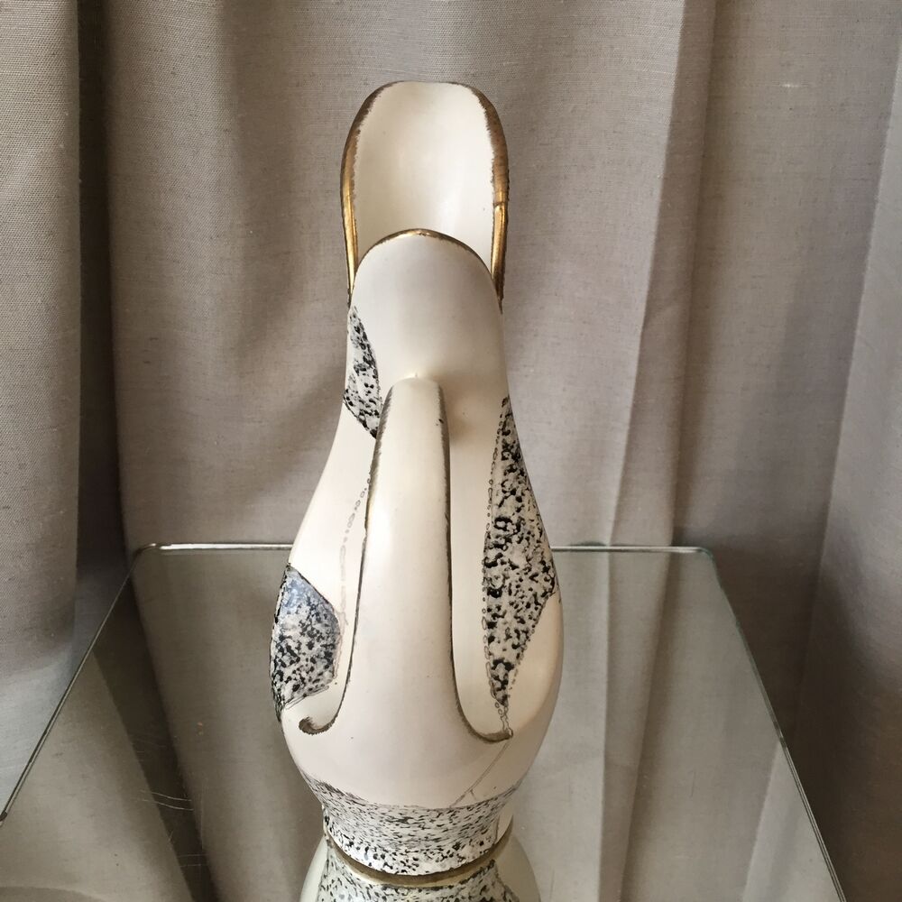 Jug or soliflore ü keramik vintage 1960 1970 white black/grey