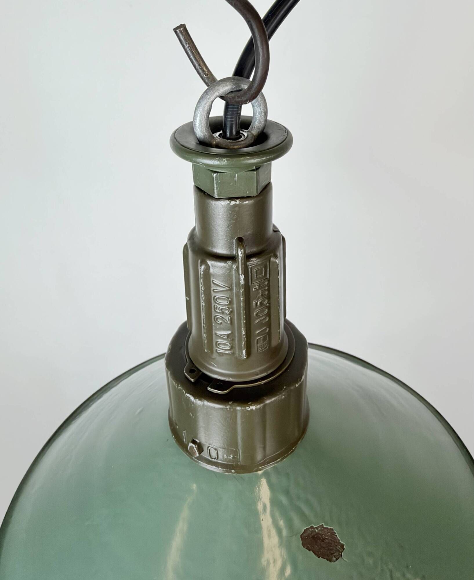 Industrial Petrol Enamel Military Pendant Lamp with Cast Aluminium Top