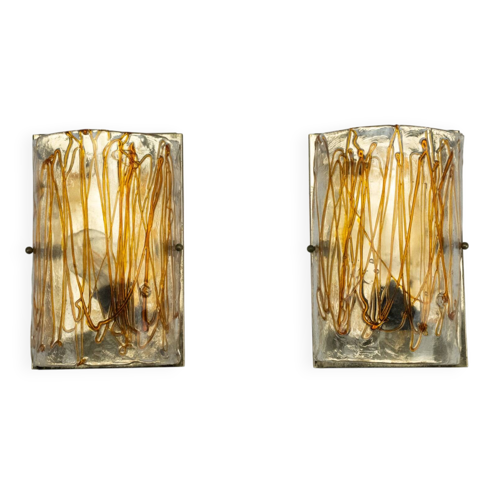 Pair of signed La Murrina thick Murano glass sconces. Italy 1970s.