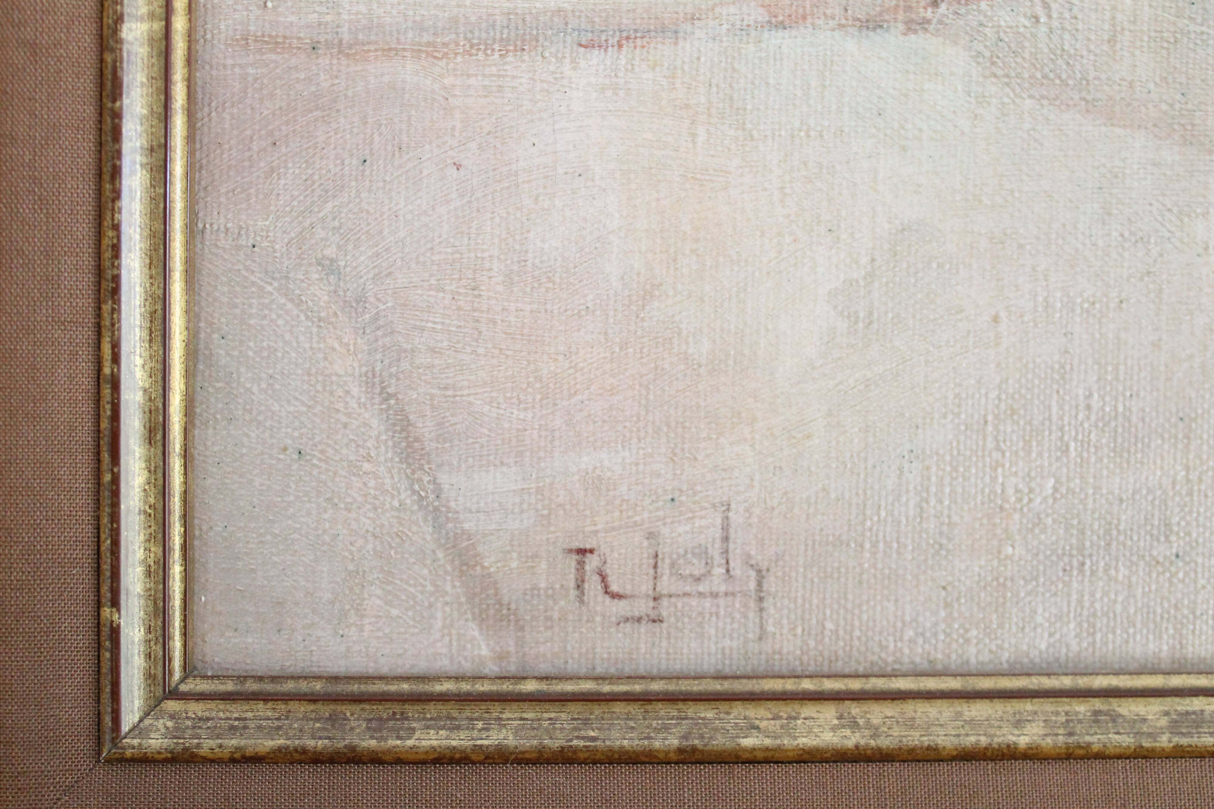 R. Joly "Rue Norvins in Montmartre with a view of the Sacré-Cœur" oil on canvas