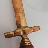 Sword-shaped letter opener paper cutter with turned wooden handle