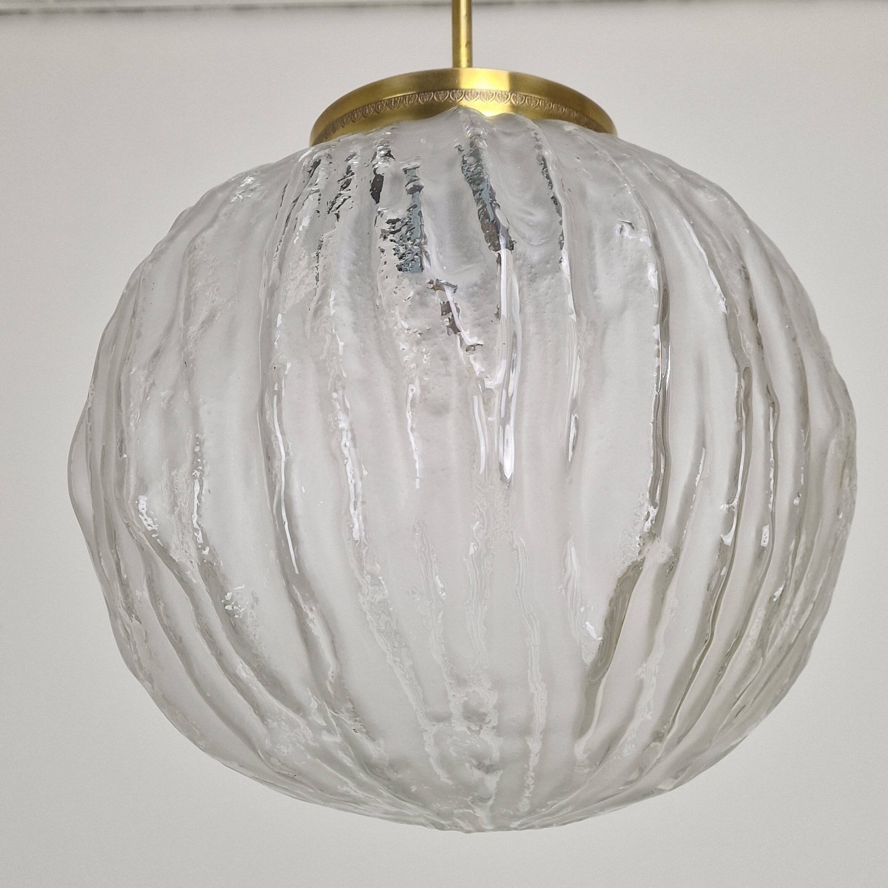 Angelo Brotto for Esperia Pendant Light in Murano Glass and Brass