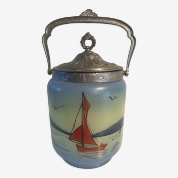 Joma biscuit bucket in enamelled glass