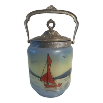 Joma biscuit bucket in enamelled glass