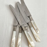 6 antique mother-of-pearl and silver-plated metal knives