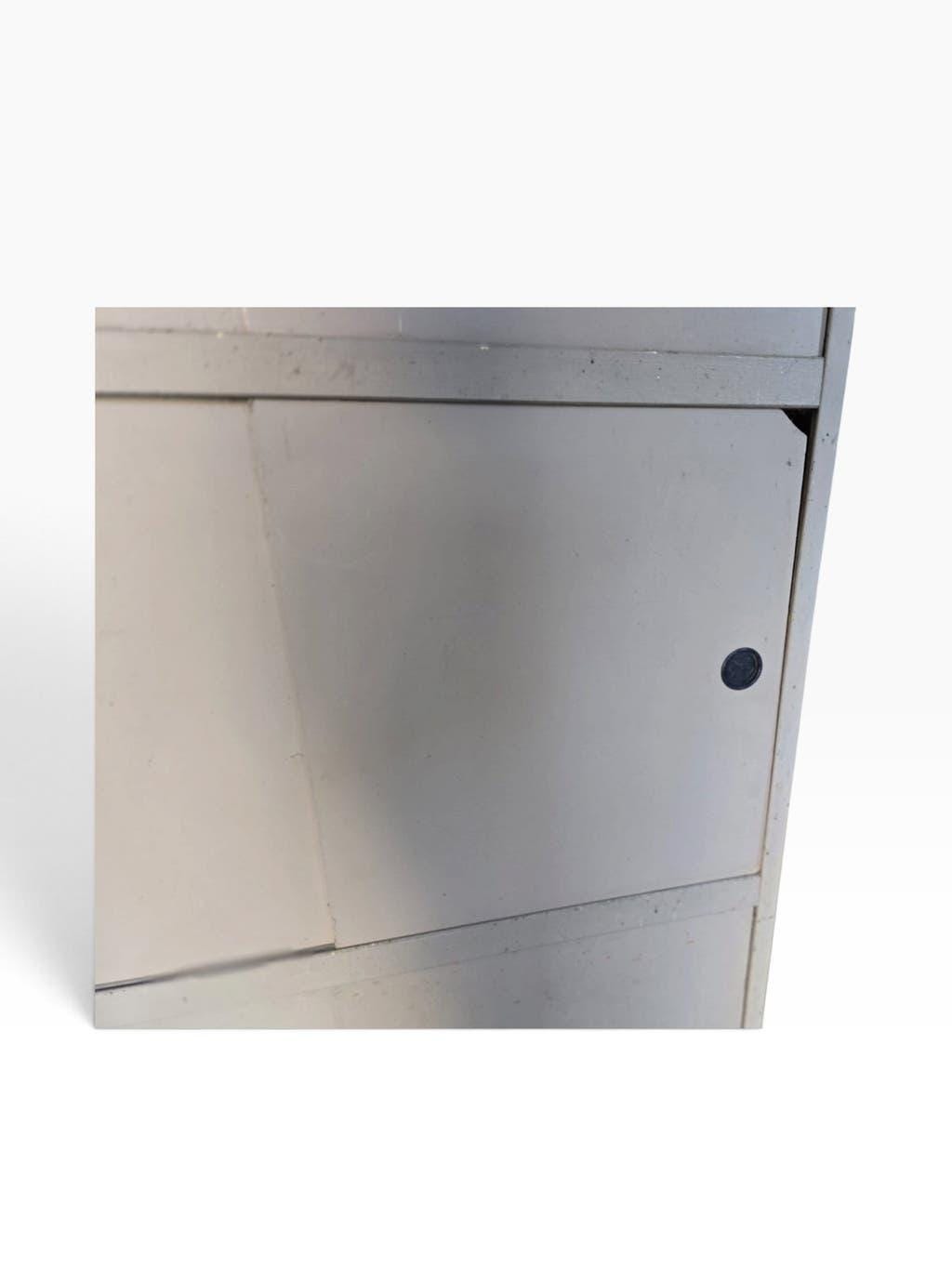 Light taupe vintage cabinet with sliding doors KEWLOX