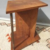 Modernist side table Art Deco Walnut and chromed steel