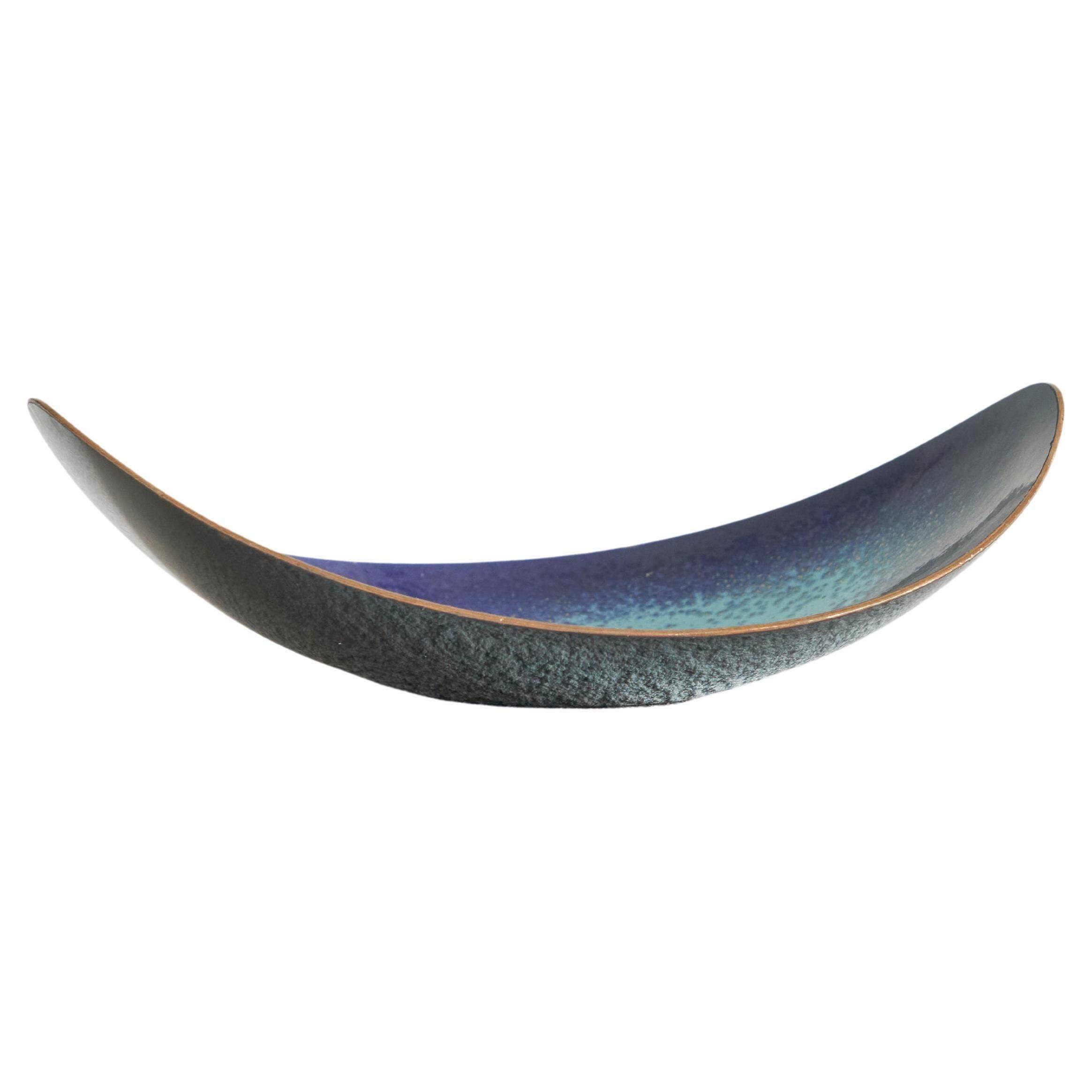 Enamelled copper bowl in gondola shape from the 1960s.