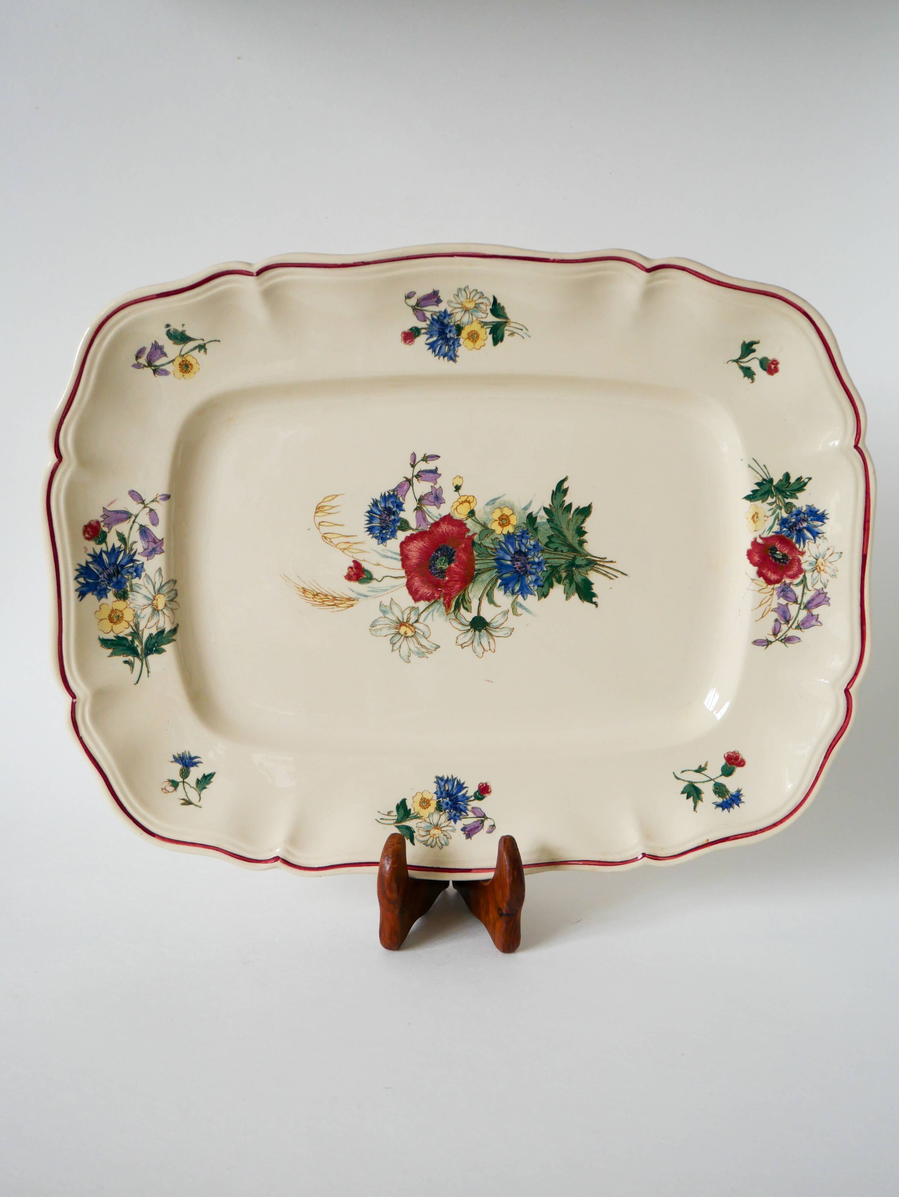 Large rectangular dish Digoin Sarreguemines model Agreste, 1960