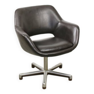 Italian Vintage Chocolate Brown Leather Office Chair