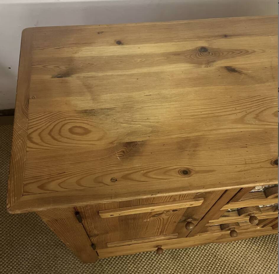 Vintage solid pitch pine chest of drawers