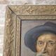 Oil painting on panel, The Mustachioed Man in a Hat, Signed E. Marchal