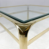 Table basse, laiton & verre, Mauro Lipparini  1970's, italie