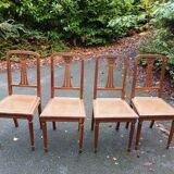 4 anciennes chaises cannée en bois