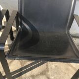 Pair of leather and metal chairs 70s