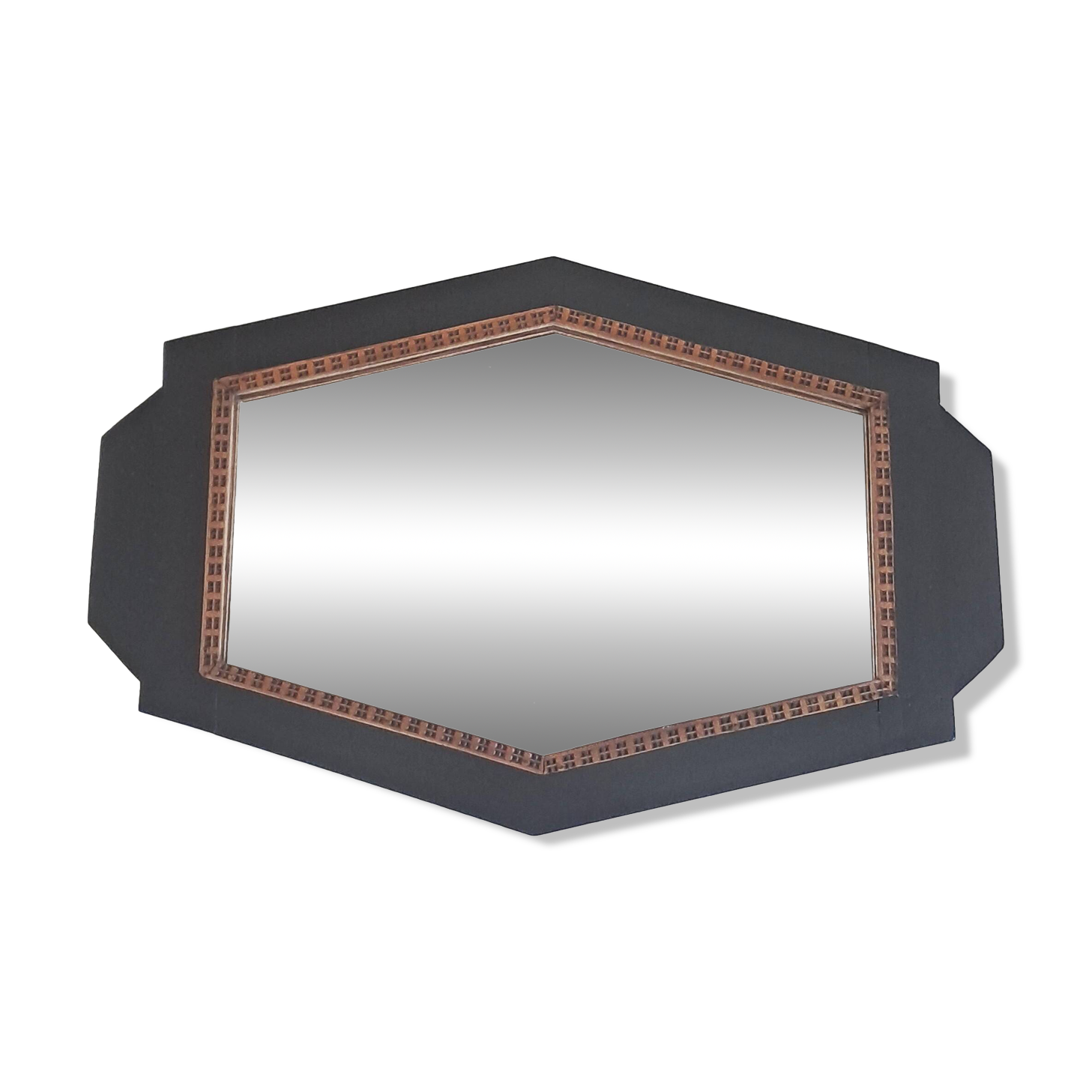 Large Art Deco Mirror with Geometric Frame