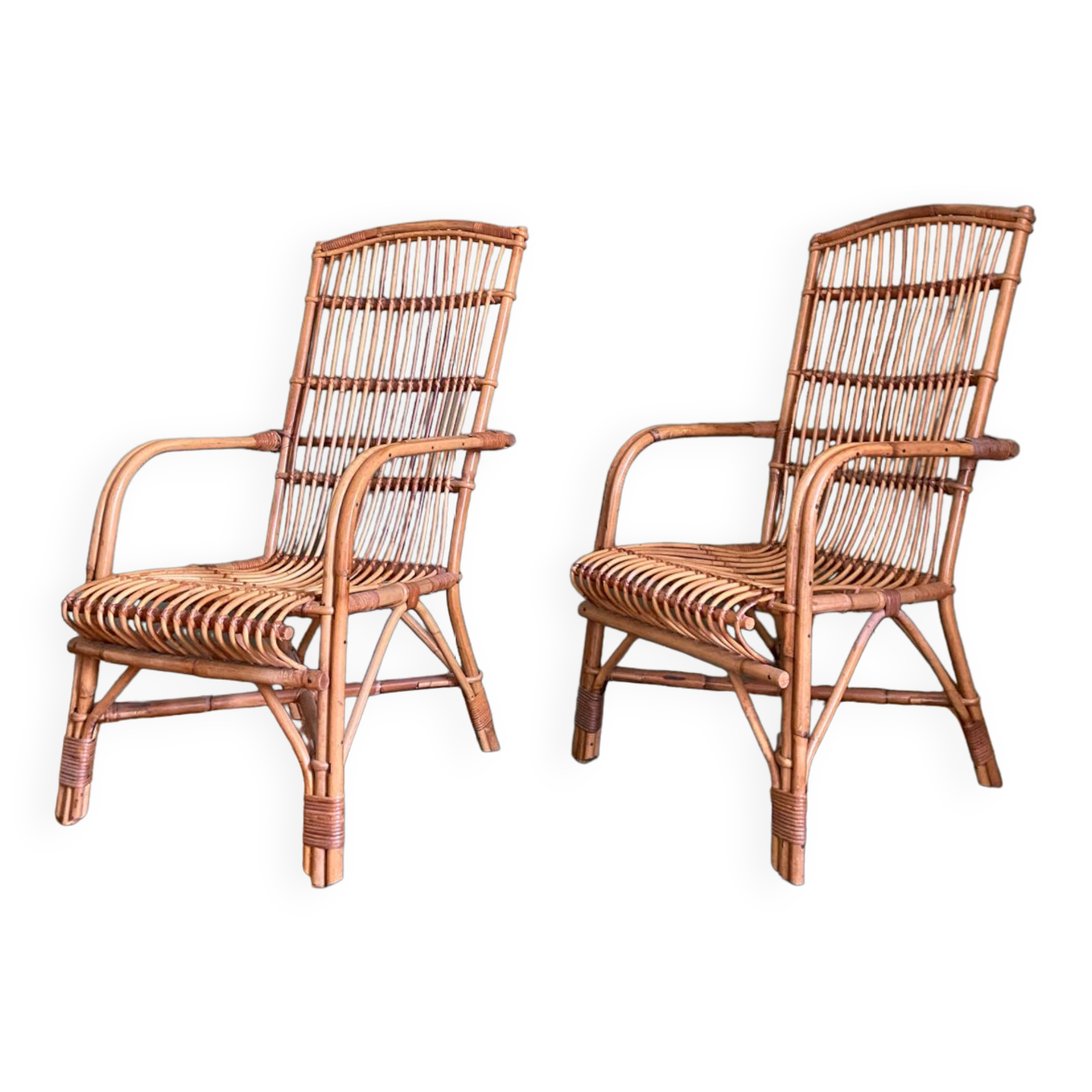 Pair of rattan armchairs