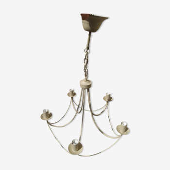 5-light off-white metal chandelier