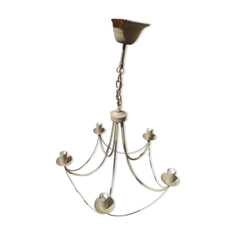 5-light off-white metal chandelier