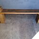 Solid patinated wood design bench 140cm