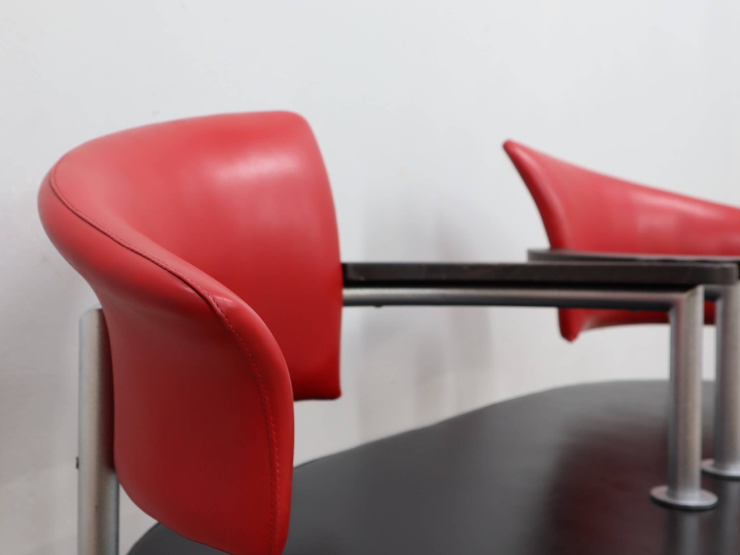 1990s Italian black and red post modern design bench