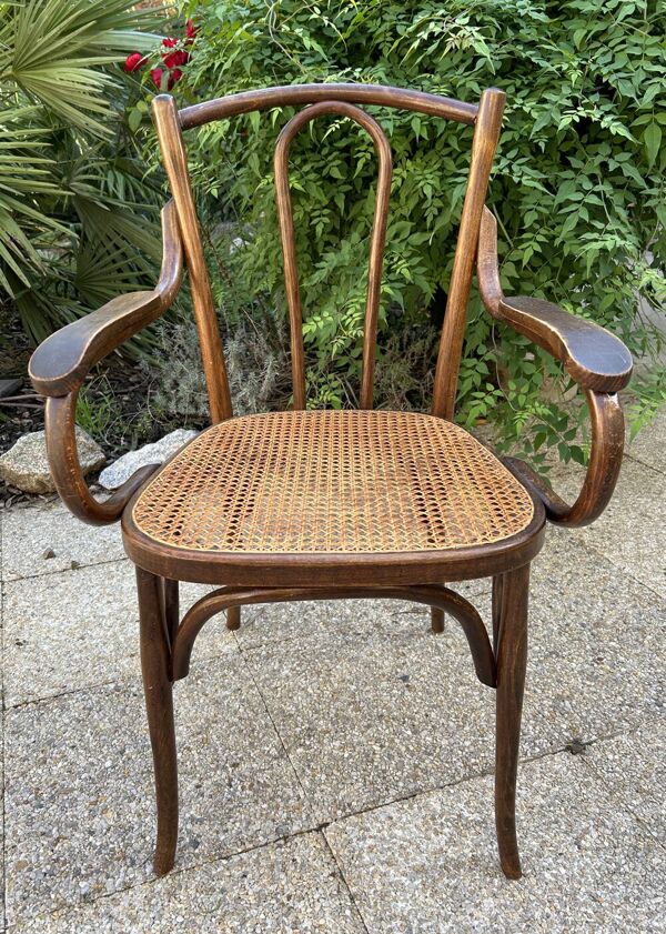 Fauteuil bois courbé canné Baumann, 1900