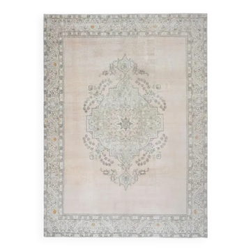 1970s Vintage Persian Handmade Wool Cotton Orange Area Rug 278x372