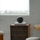 Vintage military-style trunk in leather and wood, late 20th century.