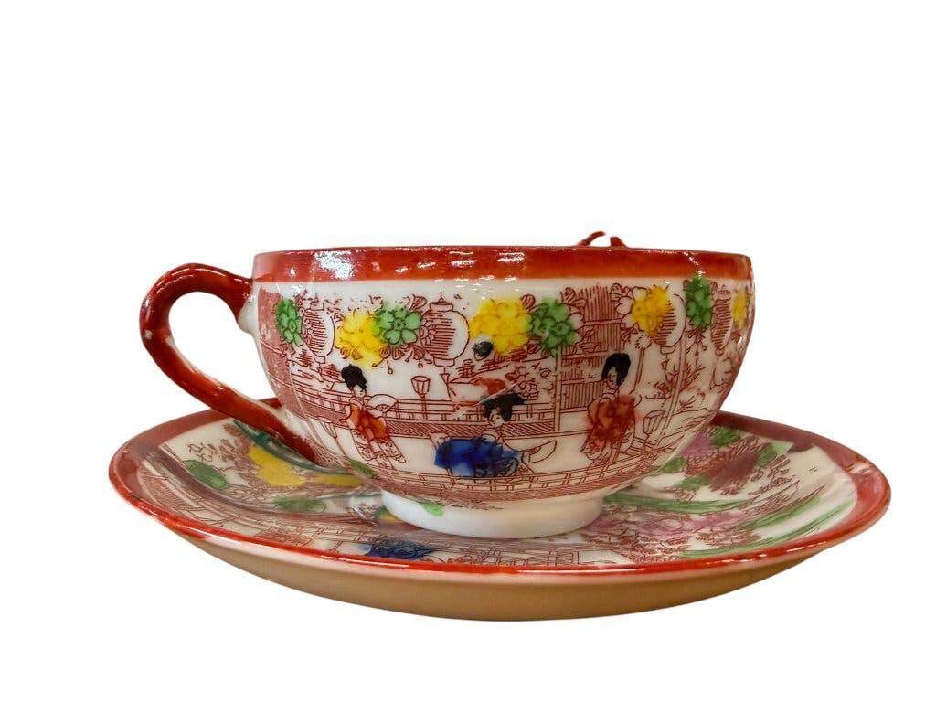 Vintage Oriental Tableware Geisha Girl: 10-Piece Coffee Set