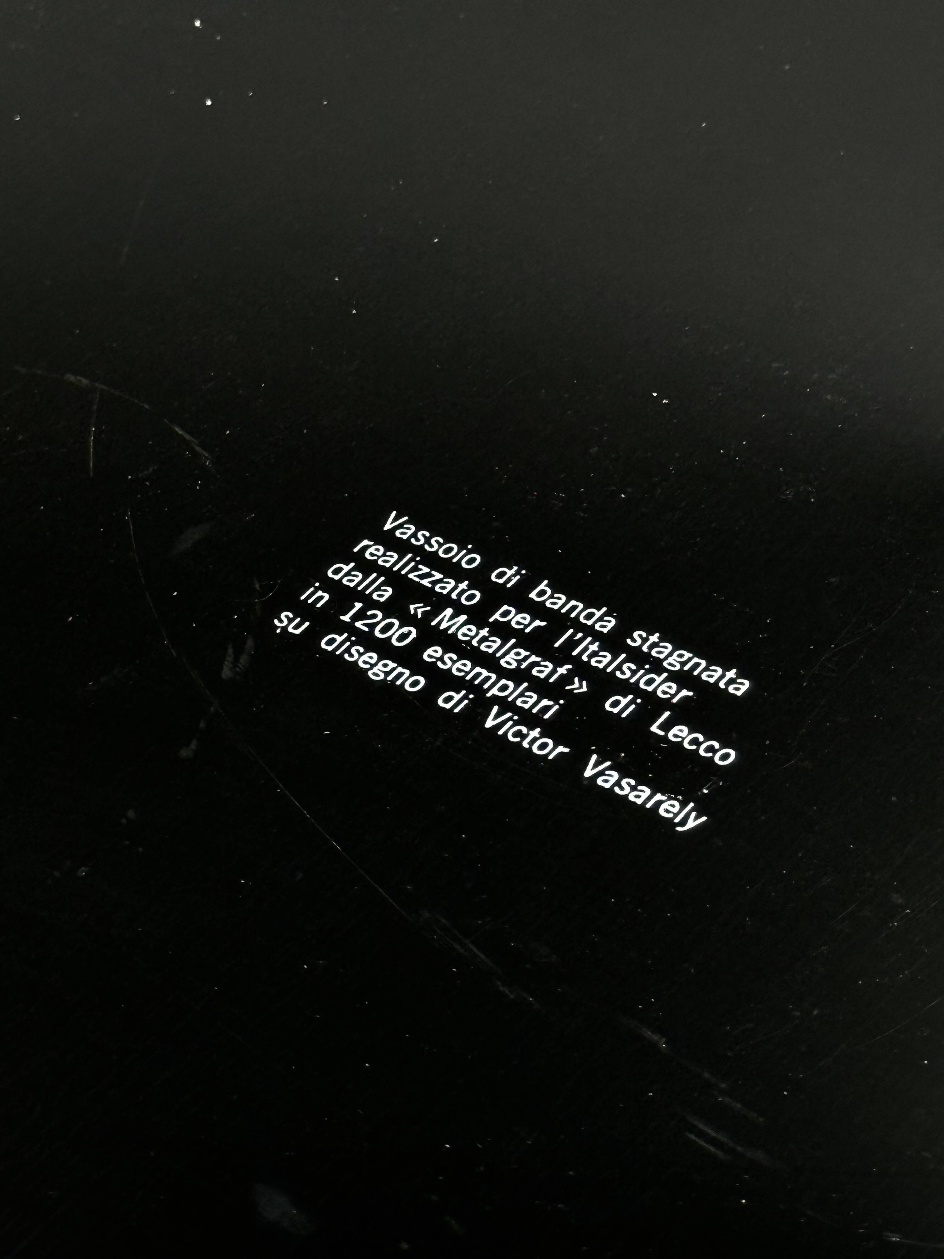 Victor Vasarely, Space age Op art metal tray, Limited edition Metalgraf Ita