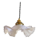 Old white glass pendant light with translucent net - circa 1930. Brass socket and new cable