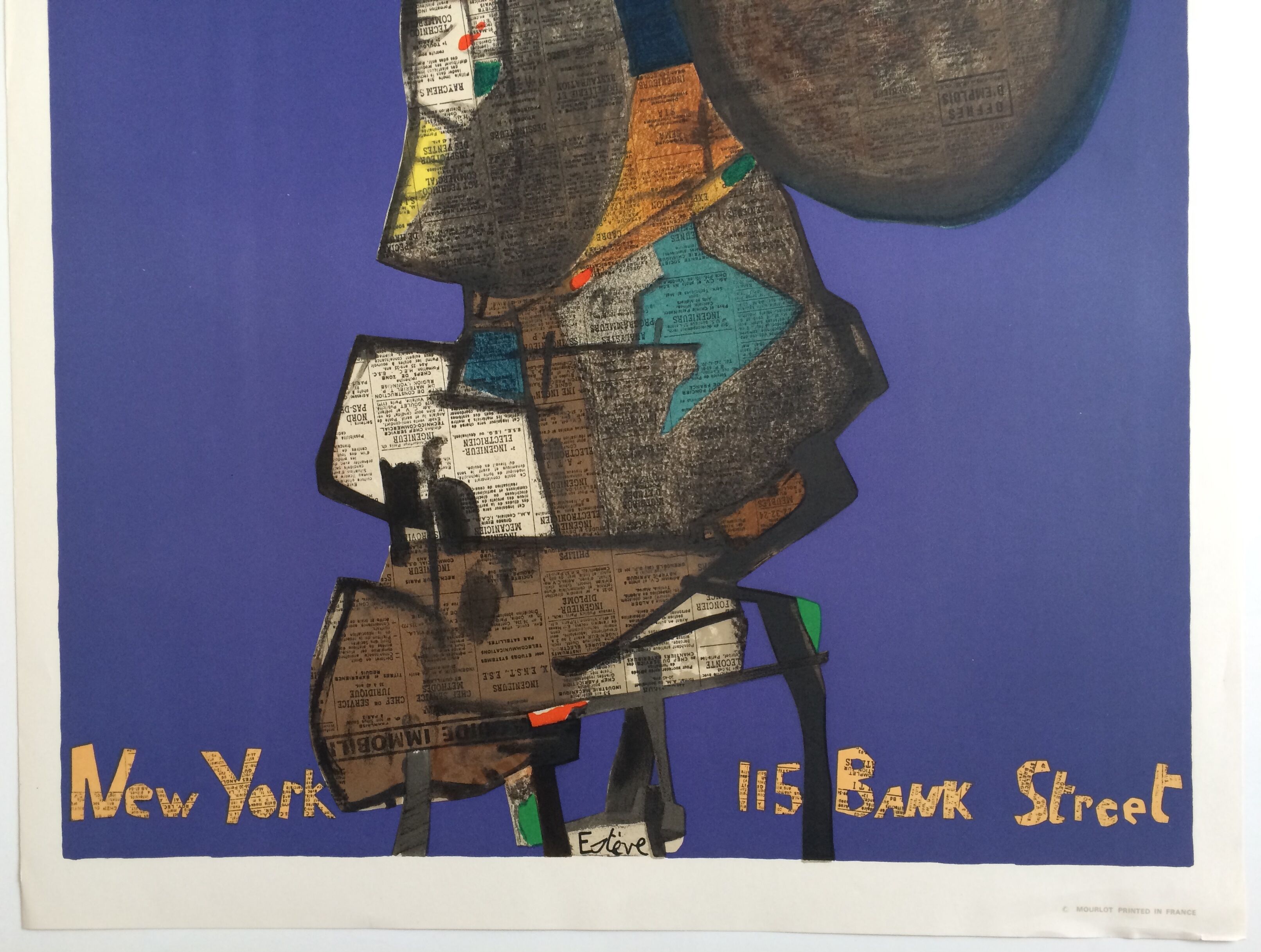 Maurice Esteve "Bank Street" Atelier Mourlot Ltd New York, 1967. Original exhibition poster